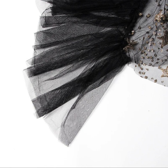Black Sheer Star Tulle The Lunan Glam Tunic Top - Picture 10 of 13
